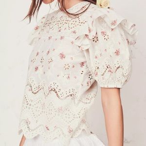 Loveshackfancy white floral tilda top